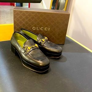 Gucci platform loafers Black. Worn twice- too small- wish they fit!